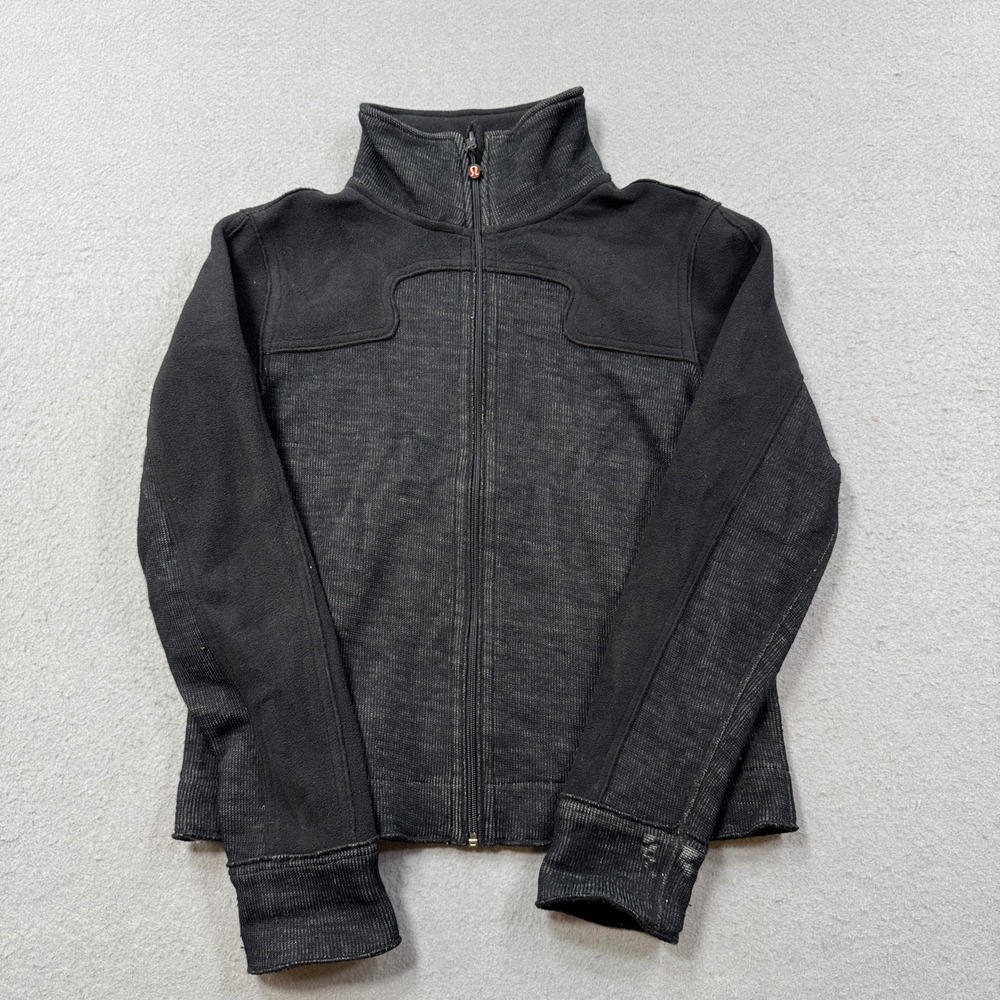 Lululemon Jacket Women's 8 Black Mockneck Yoga Athleisure‎ Training Full Zip